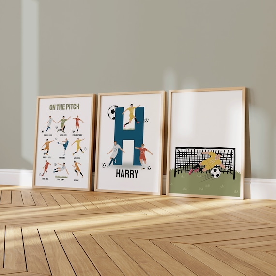 Set Of 3, Football Prints, Football Decor, Sports Prints, Football Bedroom Decor, Boys Bedroom Prints, Gifts For Football Fans, Personalised
