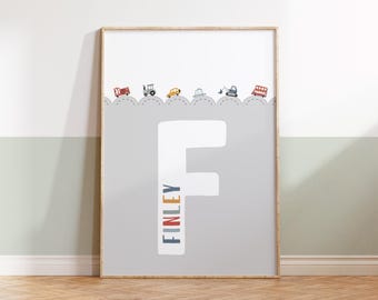 Personalised Vehicle Print, Scallop Road, Scandi Car, Children's Bedroom, Nursery, Playroom, Cars, Decor, Boys Room, Transport, Wall Art