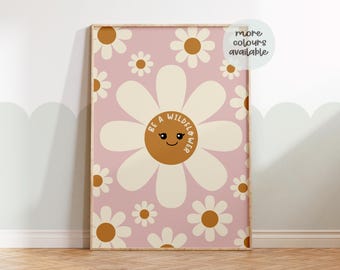 Boho daisy print, children’s wildflower print, girls daisy print, playroom decor, boho kids decor, floral prints, girls bedroom prints,
