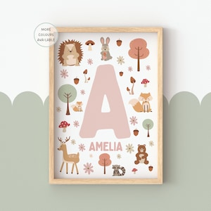 Personalised WOODLAND Print | Name Prints | Fox Bear Forerst | Prints | Nursery Print | Kids Bedroom | Woodland Animals | Woodland nursery