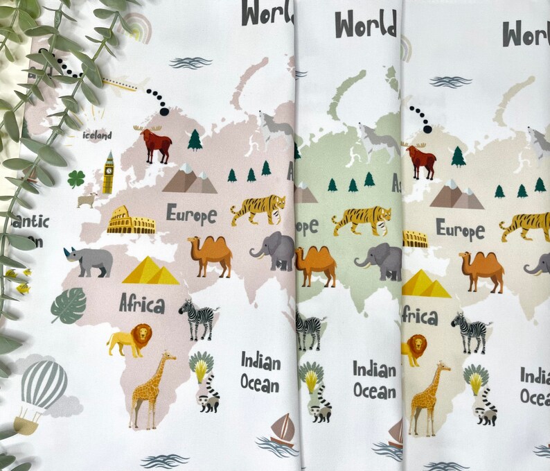 Fabric Wall Hanging World Map Prints Nursery Print Kids Etsy