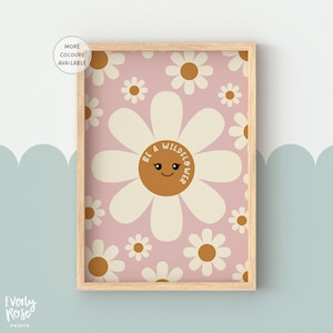 Boho daisy print, children’s wildflower print, girls daisy print, playroom decor, boho kids decor, floral prints, girls bedroom prints,