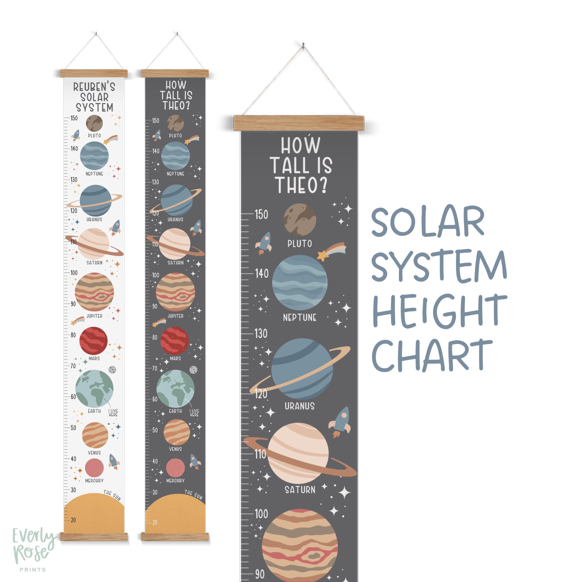 Personalised Children's Height Chart Growth Chart Space Etsy