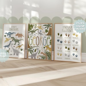 Set of 3, Personalised Dinosaur, Dinosaur Prints, Dinosaur Decor, Kids Prints, Nursery Prints, Dinosaur Nursery, Girls Prints, Boys Prints