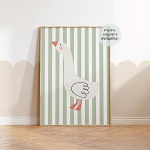 Goose print, Children’s Wall Art, Nursery Prints, Colours, Neutral Decor, Woodland Animals, Cute Goose, Wildlife, New Baby Gift, Goose