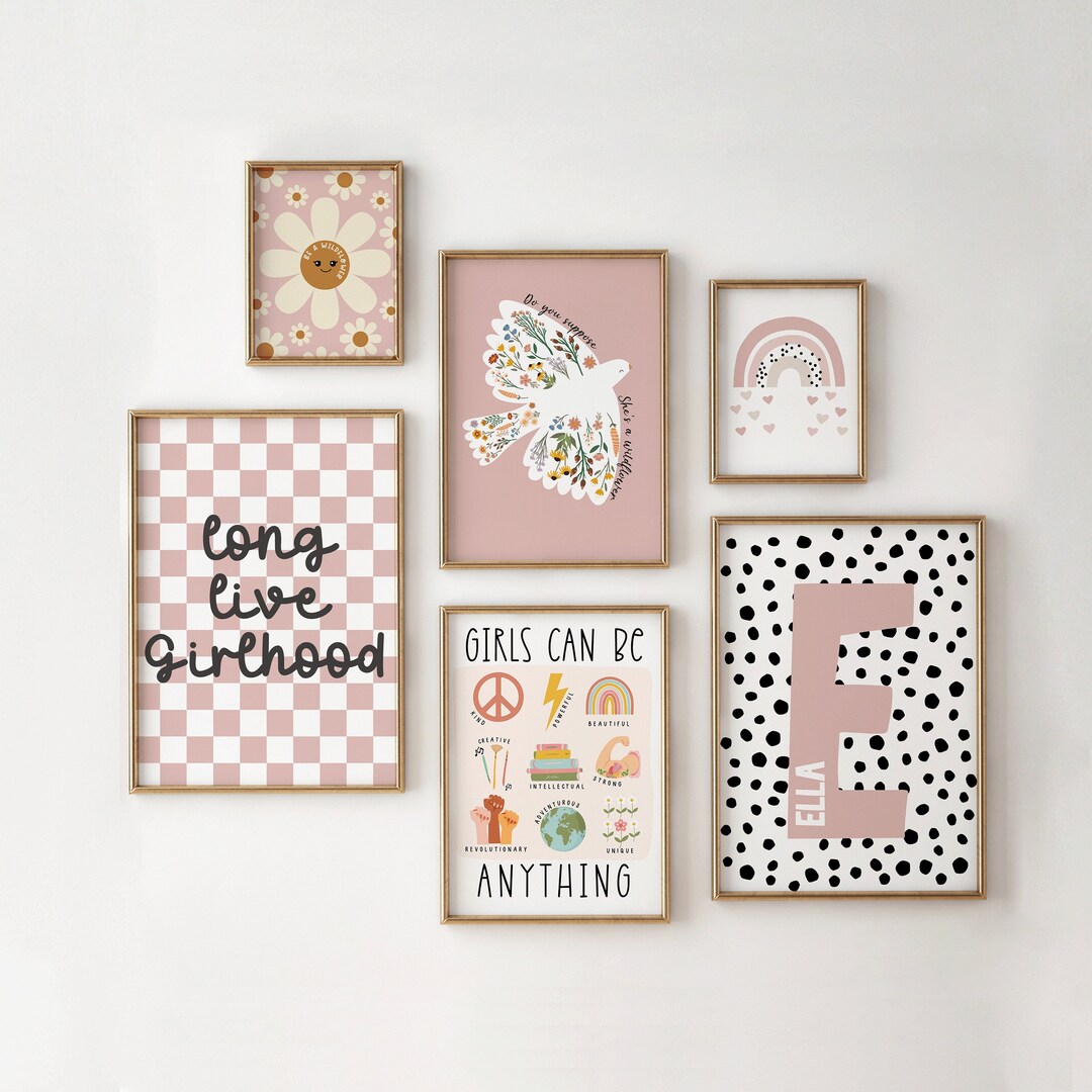 6 Nursery Gallery Wall, Girls Bedroom, Pink Prints for Girls, Gifts for ...