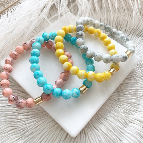 Tiedye Bracelet Collection Layering Bracelet Glass Beads Etsy