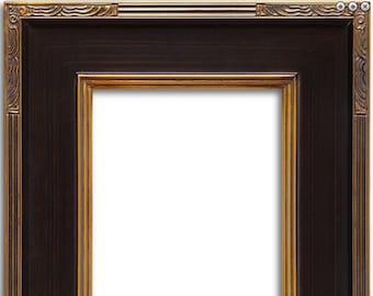 Galería de arte fotográfico con marco antiguo de lujo adornado en negro dorado de 3,5 pulgadas M108DG frames4artcom