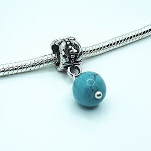 Turquoise Silver Pendant Bead Charm