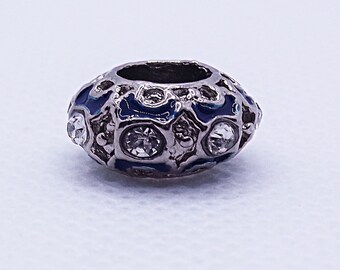 Silver Color Spacer with Blue Design Charm Beads