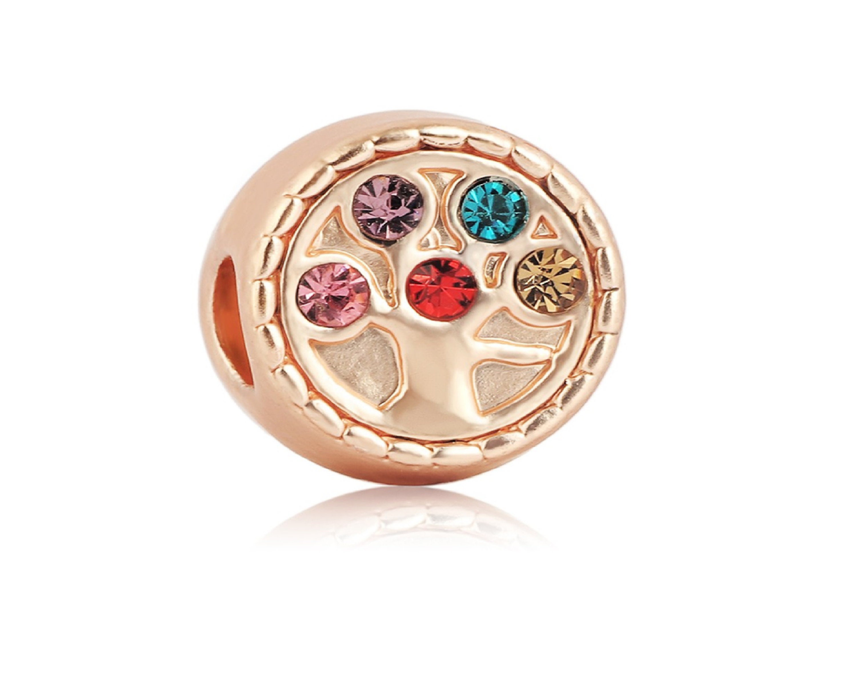 Rose Gold Multi Color Rhinestone Studded Tree of Life Charm Beads - Etsy