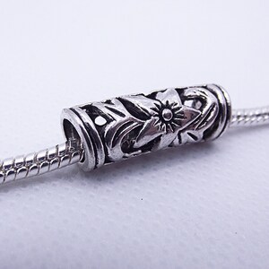Silver Colored Flower Design Tube Spacer Beads