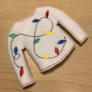 elf clothes, elf sweatshirt, doll clothes, doll sweatshirt, elf doll costume, elf doll shirt, child Christmas gift, handmade elf shirt