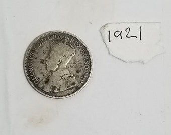 1921 George V Canadian Silver Quarter / RARE! / 25 Cent Silver Coin / 1921 / Silver Coin.