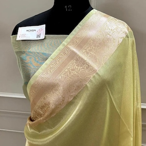 Yellow Zari Tissue Silk Banarasi Saree