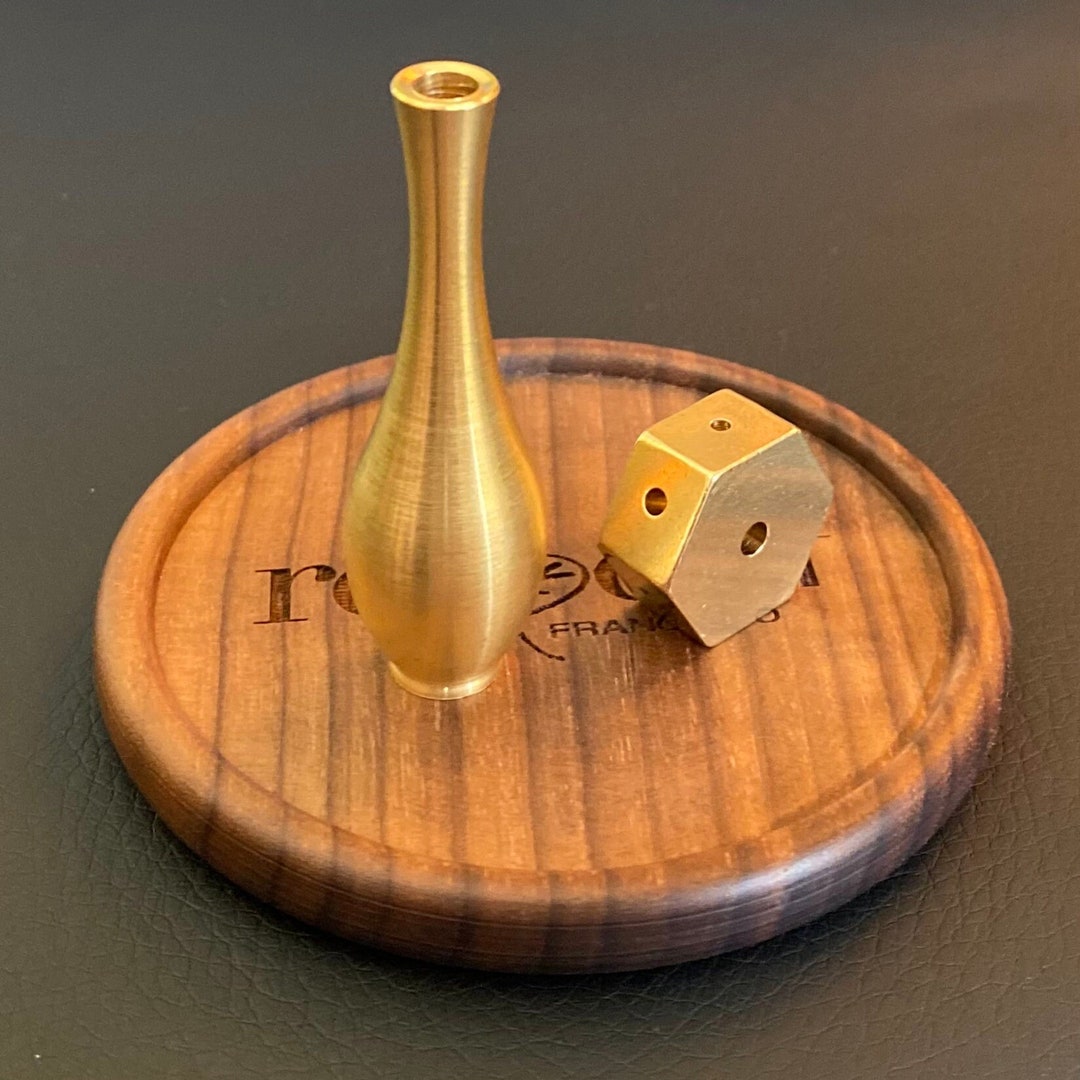 Korean Incense Holder Burner Solid Brass & Wooden Ash Tray SET for