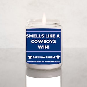 Smells Like A Cowboys Win Candle | Unique Gift Idea | Dallas Cowboys Gift Candle | Game Day Decor | Sport Themed Candle | NFL Cowboys