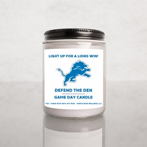 Light Up For A Lions Win Candle | Unique Gift Idea |Detroit Lions Gift Candle | Game Day Decor | Sport Themed Candle | NFL Lions