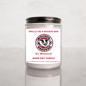Smells Like A Badgers Win Candle | Unique Gift Idea | Wisconsin Badgers Gift Candle | Game Day Decor | Sport Candle | College Football