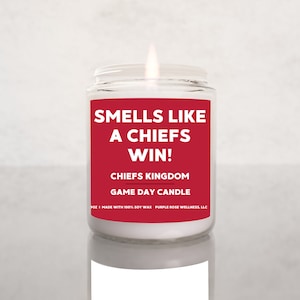 Smells Like A Chiefs Win Candle | Unique Gift Idea | Kansas City Chiefs Gift Candle | Game Day Decor | Sport Themed Candle | NFL Chiefs