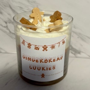 Gingerbread Cookies Winter Holiday Candle Scented Soy Wax Candle Holiday Gift White Elephant Gift for Her Soy Wax Candle Handmade