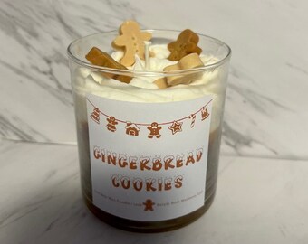 Gingerbread Cookies Winter Holiday Candle Scented Soy Wax Candle Holiday Gift White Elephant Gift for Her Soy Wax Candle Handmade