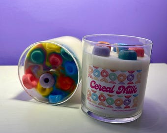 Cereal Milk I Fruit Loops Cereal Candle I Scented Soy Wax Candle I 12oz Candle I Fruity Scent I Fruity Cereal Candle