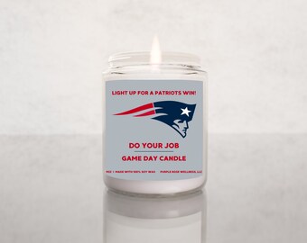 Light Up For A Patriots Win Candle | Unique Gift Idea New England Patriots Gift Candle | Game Day Decor | Sport Themed Candle | NFL Patriots