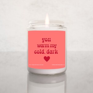 Valentine&#39;s Day Soy Candle, Valentine&#39;s Day Gift for Boyfriend, Valentine&#39;s Day Gift For Girlfriend, You Warm My Cold Dark Heart Retro Gift