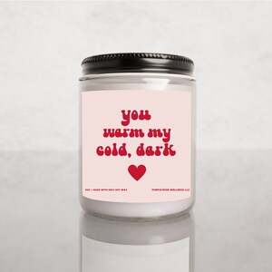 Valentine&#39;s Day Soy Candle, Valentine&#39;s Day Gift for Boyfriend, Valentine&#39;s Day Gift For Girlfriend, You Warm My Cold Dark Heart Retro Gift