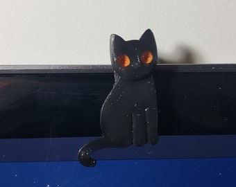 Black Cat Webcam Cover - Camera Cover - Privacy Slide