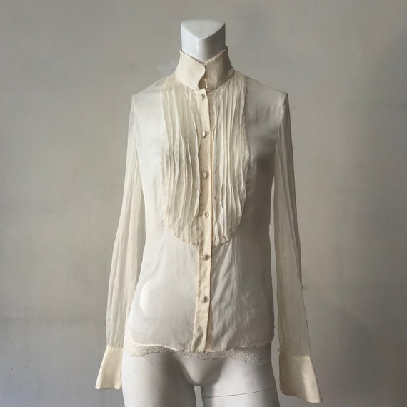 Silk Valentino Tuxedo Blouse