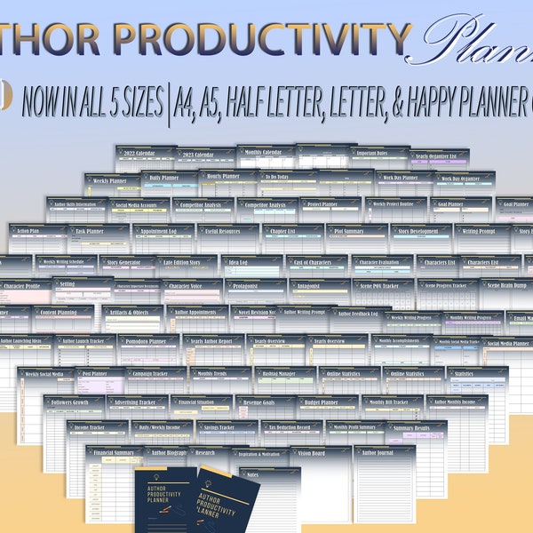 Writers Planner Author Notebook Novel Writer Book Writing Plot Social Media Plot Character NaNoWriMo Printable Printable Classic Happy
