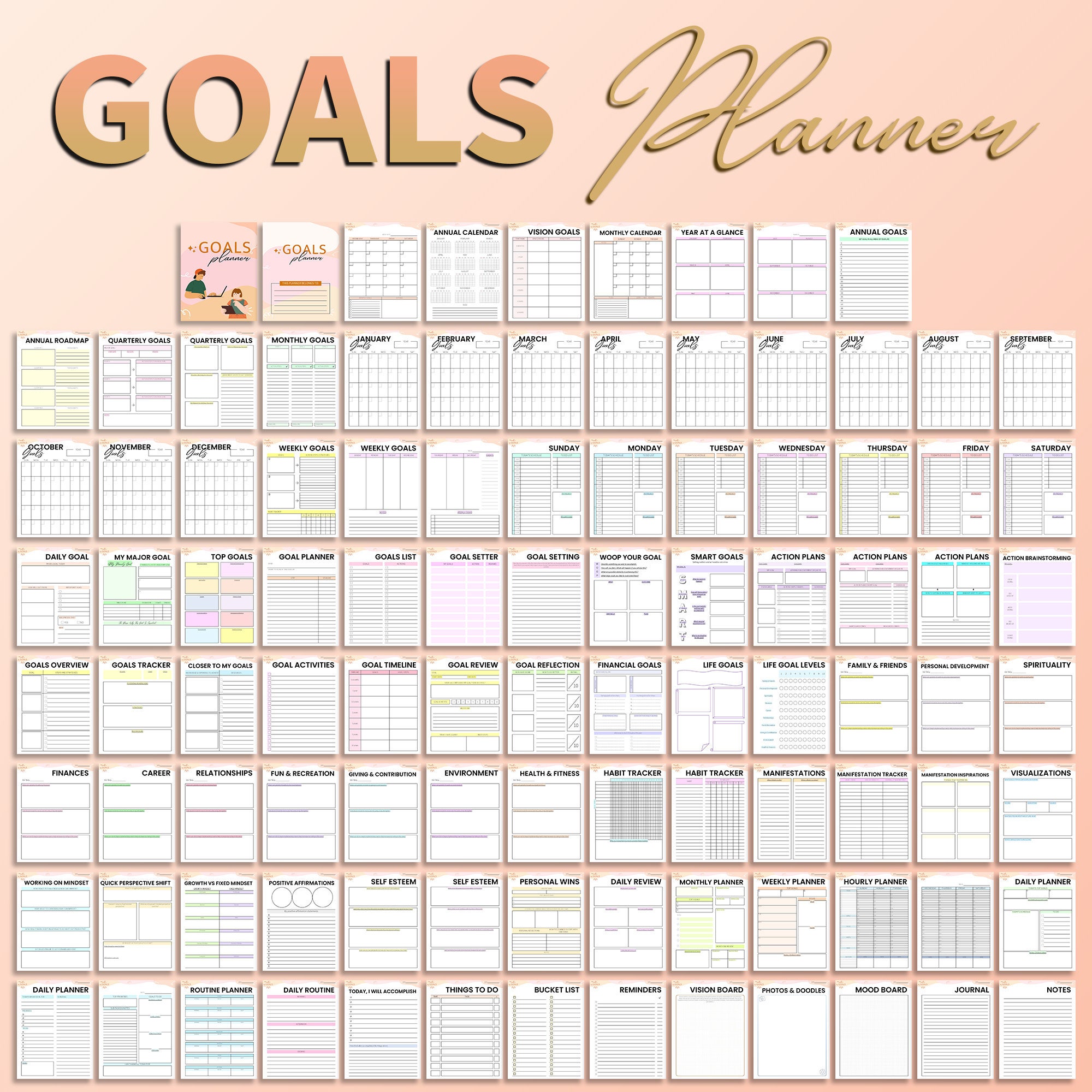 2025 Goal Planner Ultimate Goals Printable Productivity Planner Health ...