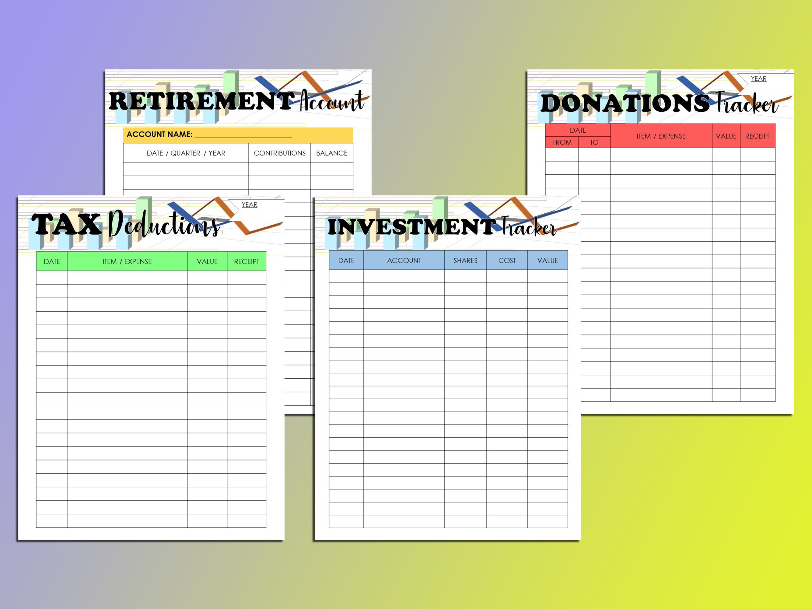 Financial Planner Printable Finance Digital Download Monthly