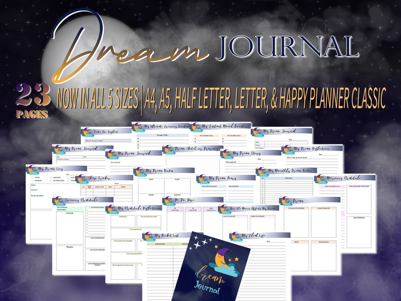Dream Journal Dream Diary Printable Notebook Dreaming Etsy