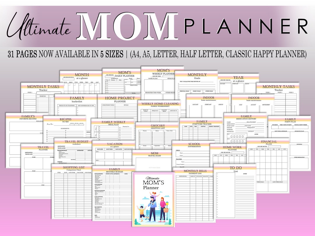 Ultimate Mom Planner Printable Home Digital Download Baby