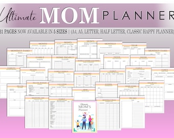 Ultimate Mom Planner Imprimible Home Digital Download Baby Planner Household Mommy Classic Happy PDF Inserta A4 A5 Letter Half