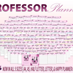 Professor Planer College School Printable Akademischer digitaler Download Lektion Schüler Lehre Planner Classic Happy PDF Insert A4 A5 Letter