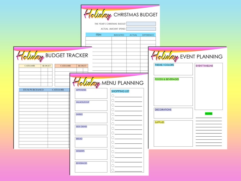 Weihnachts Planer Printable Holiday Planner Digital Download Geschenk Budget Xmas Decor Classic Happy PDF Einsätze A4 A5 Letter Half Bild 5