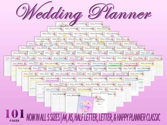 Wedding Planner Printable Wedding Organizer Digital Download Wedding Binder Kit Classic Happy PDF Inserts A4 A5 Letter Half