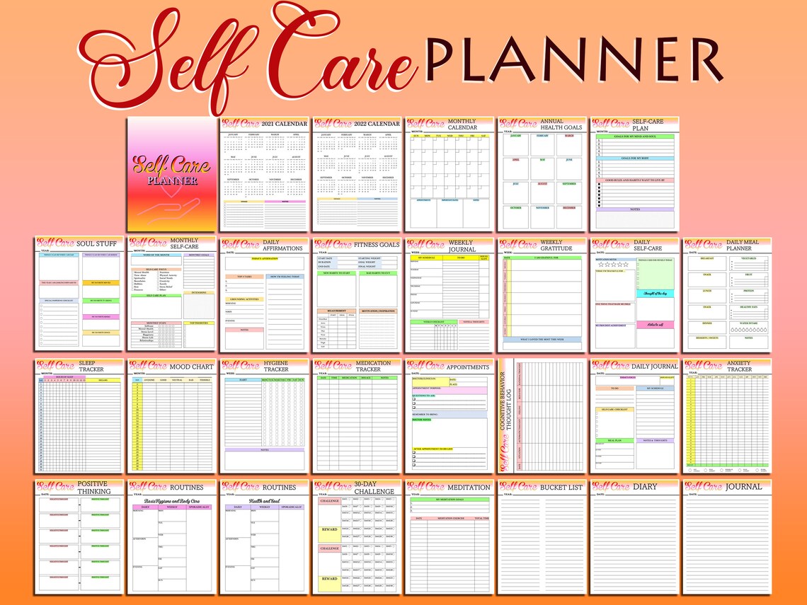 Self Care Journal Life Planner Printable Mental Health Digital Etsy