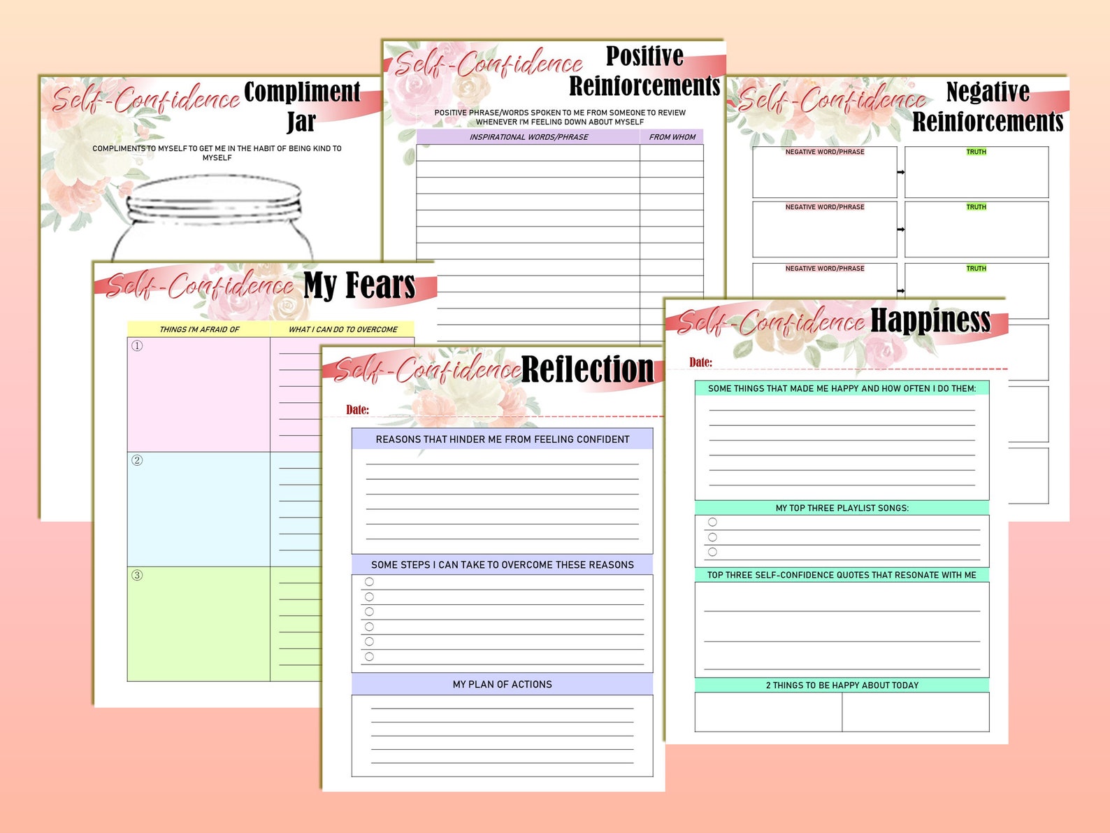Self Care Kit Self Confidence Journal Worksheet Printable Self Esteem ...