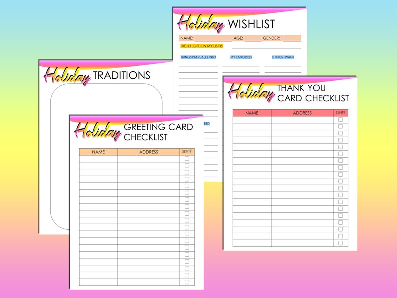 Weihnachts Planer Printable Holiday Planner Digital Download Geschenk Budget Xmas Decor Classic Happy PDF Einsätze A4 A5 Letter Half Bild 7