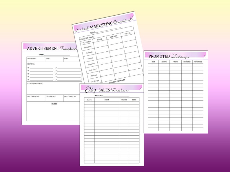 Etsy Shop Business Planner Printable Etsy Shop Planner Digital Etsy