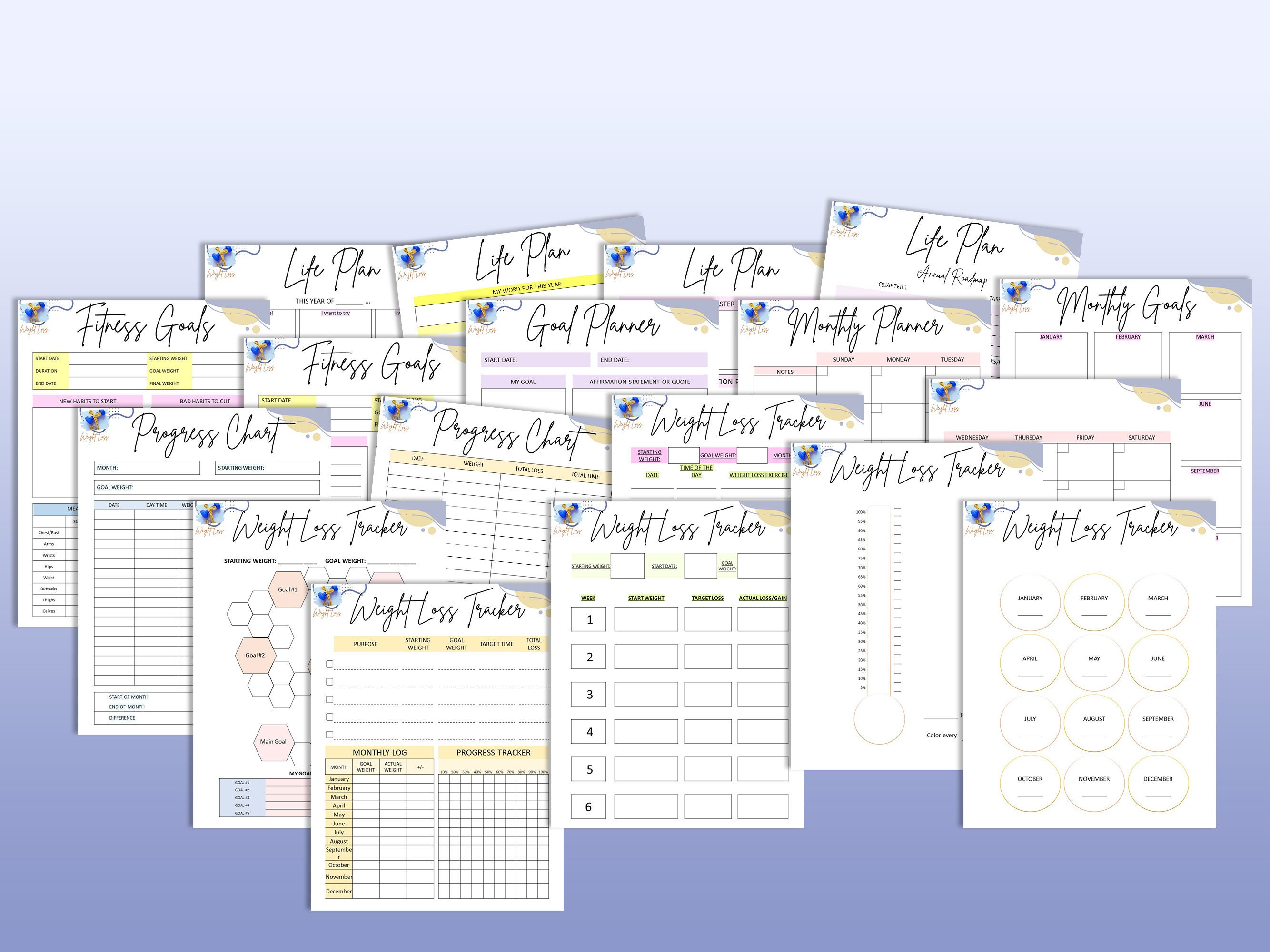 Weight Loss Journal Tracker Planner Workout Fitness 30 Day Challenge Measurement Motivation ...