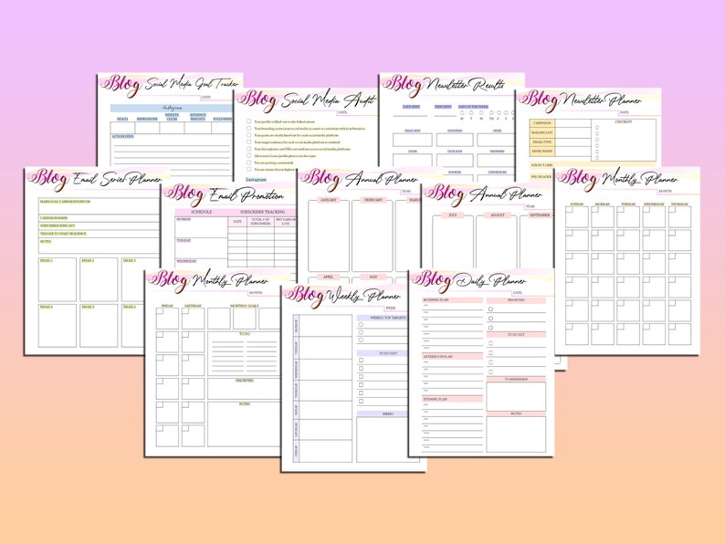 Ultimate Blog Planner Blog Post Printable Influencer Website Digital Download Brand Planner Classic Happy PDF Inserts A4 A5 Letter Half image 7