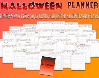 Halloween Planer Printable Holiday Planner Digital Download Geschenk Menü Herbst Binder Classic Happy PDF Einsätze A4 A5 Letter Half