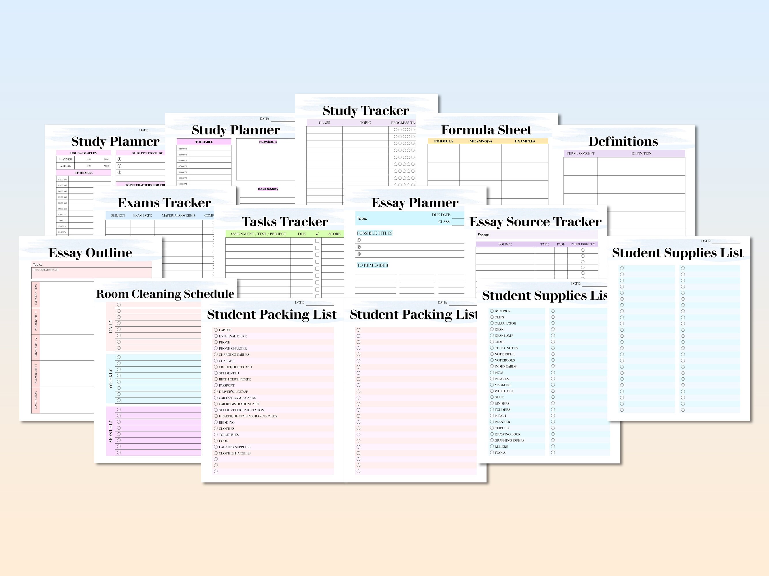 Student Planner Printable School Digital Download Lessons Student ...