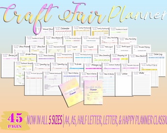 Craft Fair Planner Craft Show Templates Small Business Organizer Printable Solopreneur Digital Download Classic Happy PDF A4 A5 Letter Half